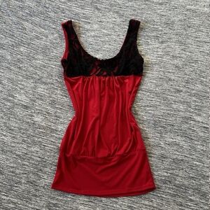 Vintage Red and Black Lace Tank Top